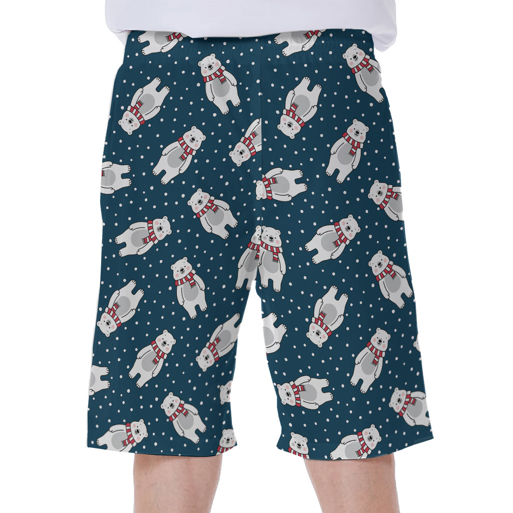 Christmas Polar Bear Pattern Print Men's Beach Shorts