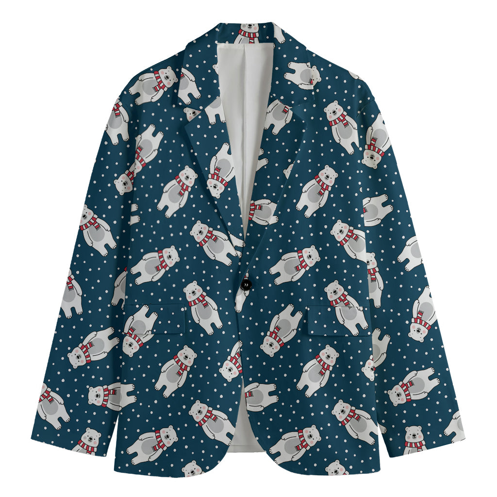 Christmas Polar Bear Pattern Print Men's Blazer