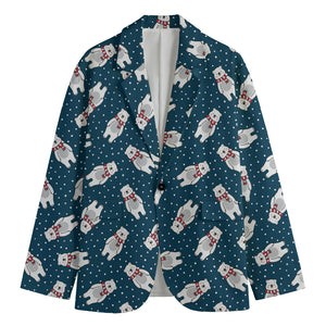 Christmas Polar Bear Pattern Print Men's Blazer