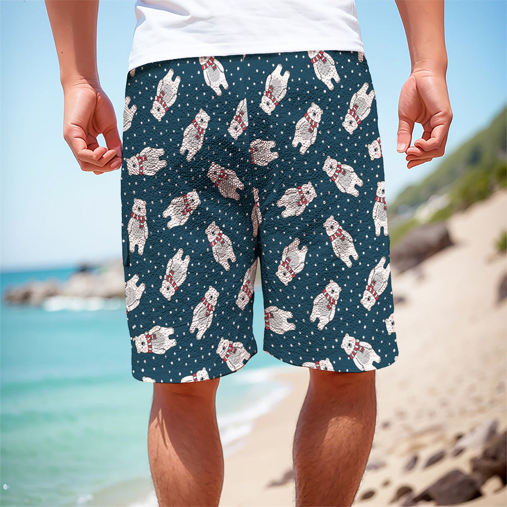 Christmas Polar Bear Pattern Print Men's Cargo Shorts