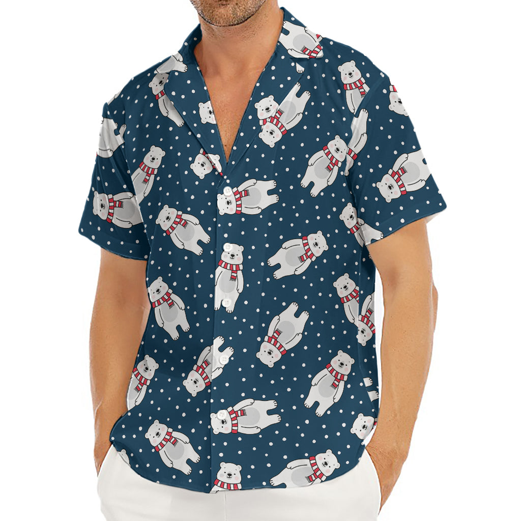 Christmas Polar Bear Pattern Print Men's Deep V-Neck Shirt