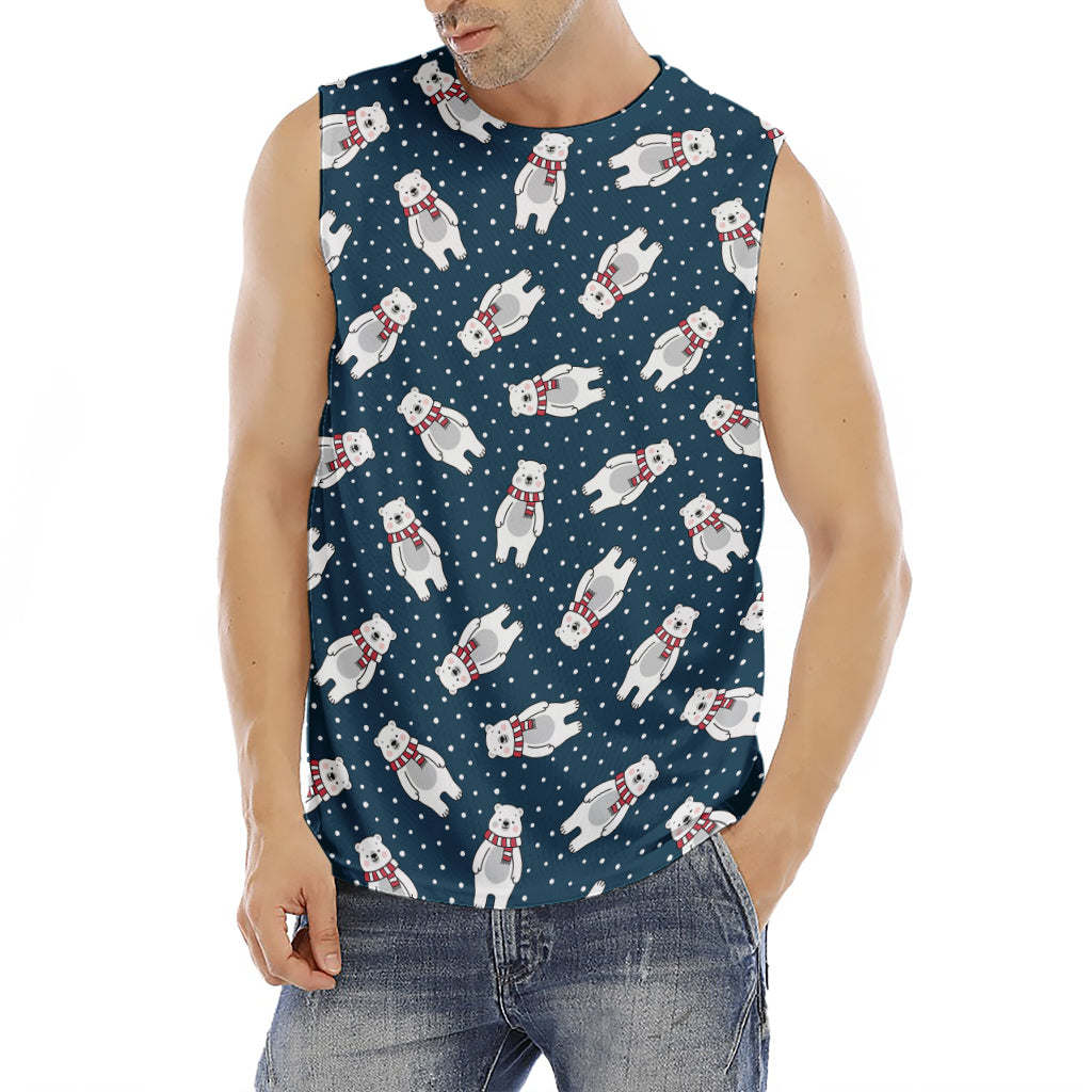 Christmas Polar Bear Pattern Print Men's Fitness Tank Top