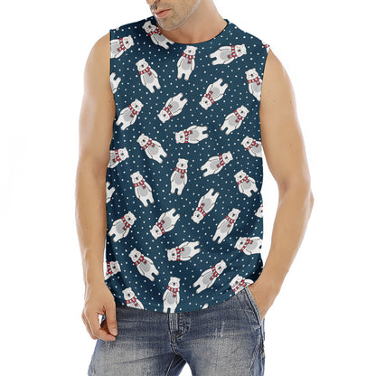 Christmas Polar Bear Pattern Print Men's Fitness Tank Top