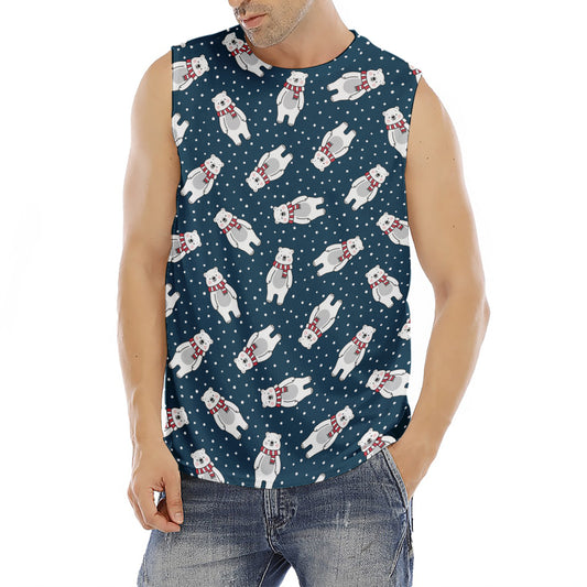 Christmas Polar Bear Pattern Print Men's Fitness Tank Top