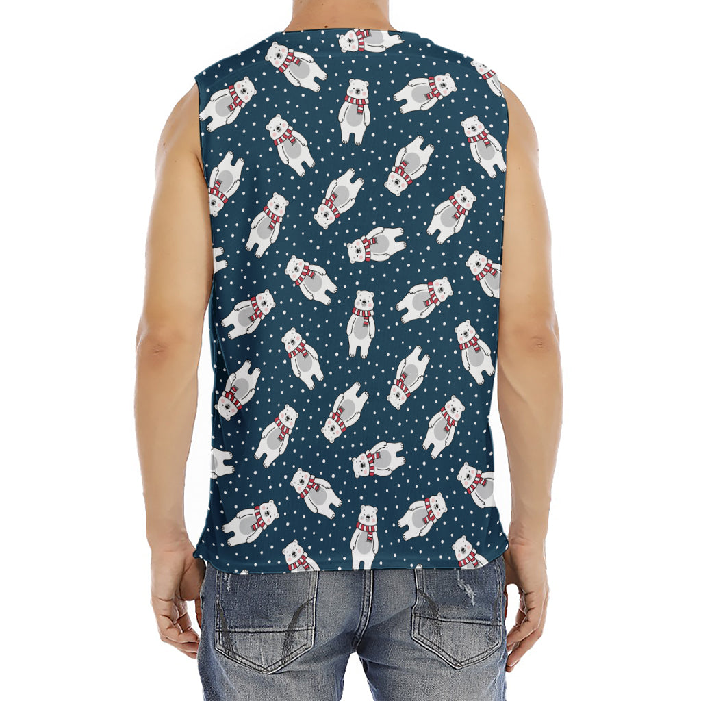 Christmas Polar Bear Pattern Print Men's Fitness Tank Top