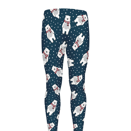 Christmas Polar Bear Pattern Print Men's leggings