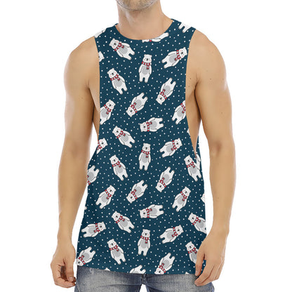 Christmas Polar Bear Pattern Print Men's Muscle Tank Top