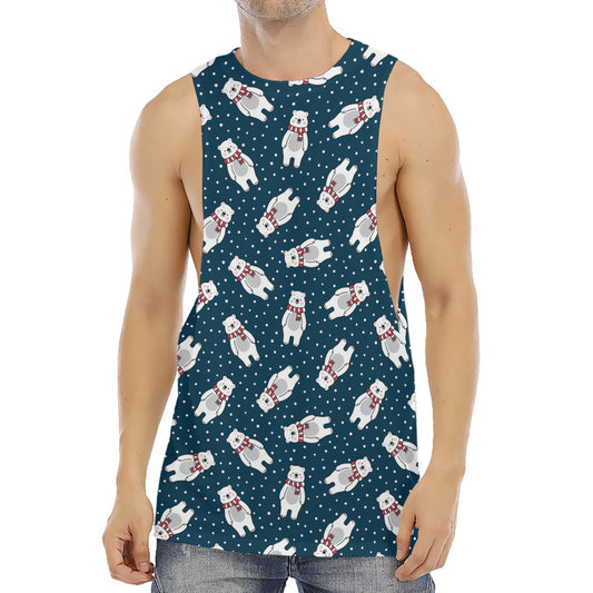 Christmas Polar Bear Pattern Print Men's Muscle Tank Top