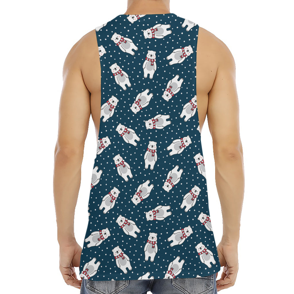 Christmas Polar Bear Pattern Print Men's Muscle Tank Top