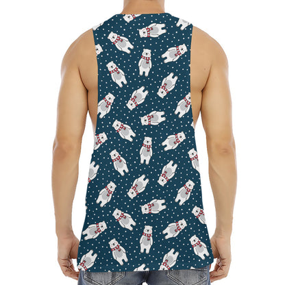 Christmas Polar Bear Pattern Print Men's Muscle Tank Top