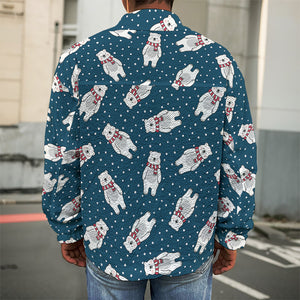 Christmas Polar Bear Pattern Print Men's Shirt Jacket