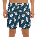Christmas Polar Bear Pattern Print Men's Split Running Shorts