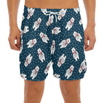 Christmas Polar Bear Pattern Print Men's Split Running Shorts