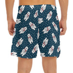 Christmas Polar Bear Pattern Print Men's Split Running Shorts