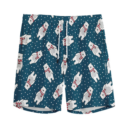 Christmas Polar Bear Pattern Print Men's Sports Shorts