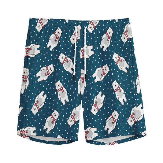 Christmas Polar Bear Pattern Print Men's Sports Shorts