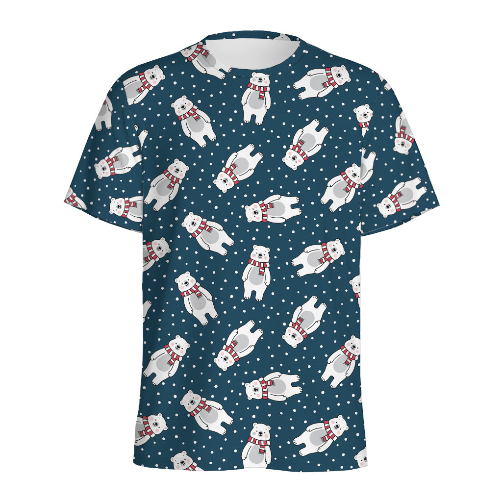 Christmas Polar Bear Pattern Print Men's Sports T-Shirt