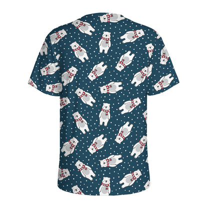 Christmas Polar Bear Pattern Print Men's Sports T-Shirt