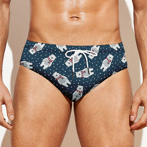 Christmas Polar Bear Pattern Print Men's Swim Briefs