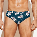 Christmas Polar Bear Pattern Print Men's Swim Briefs