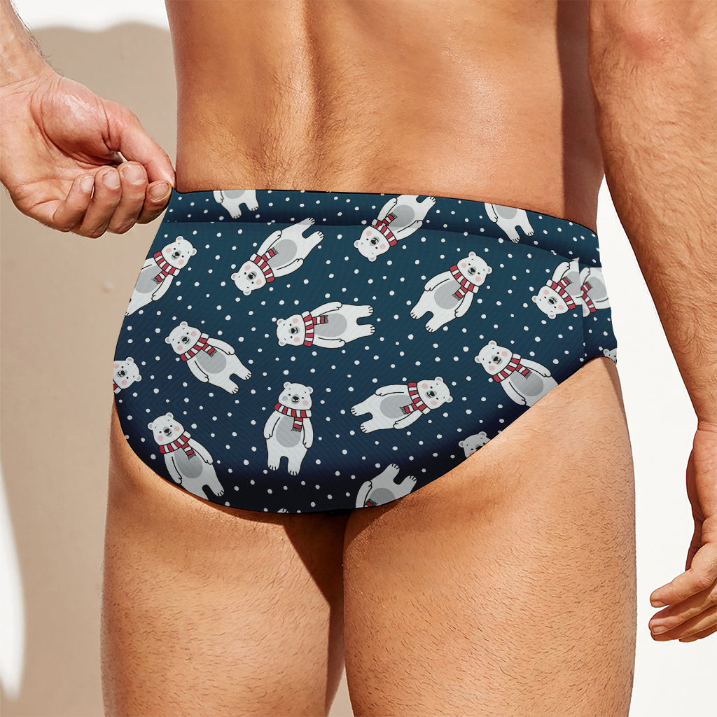 Christmas Polar Bear Pattern Print Men's Swim Briefs