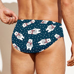 Christmas Polar Bear Pattern Print Men's Swim Briefs