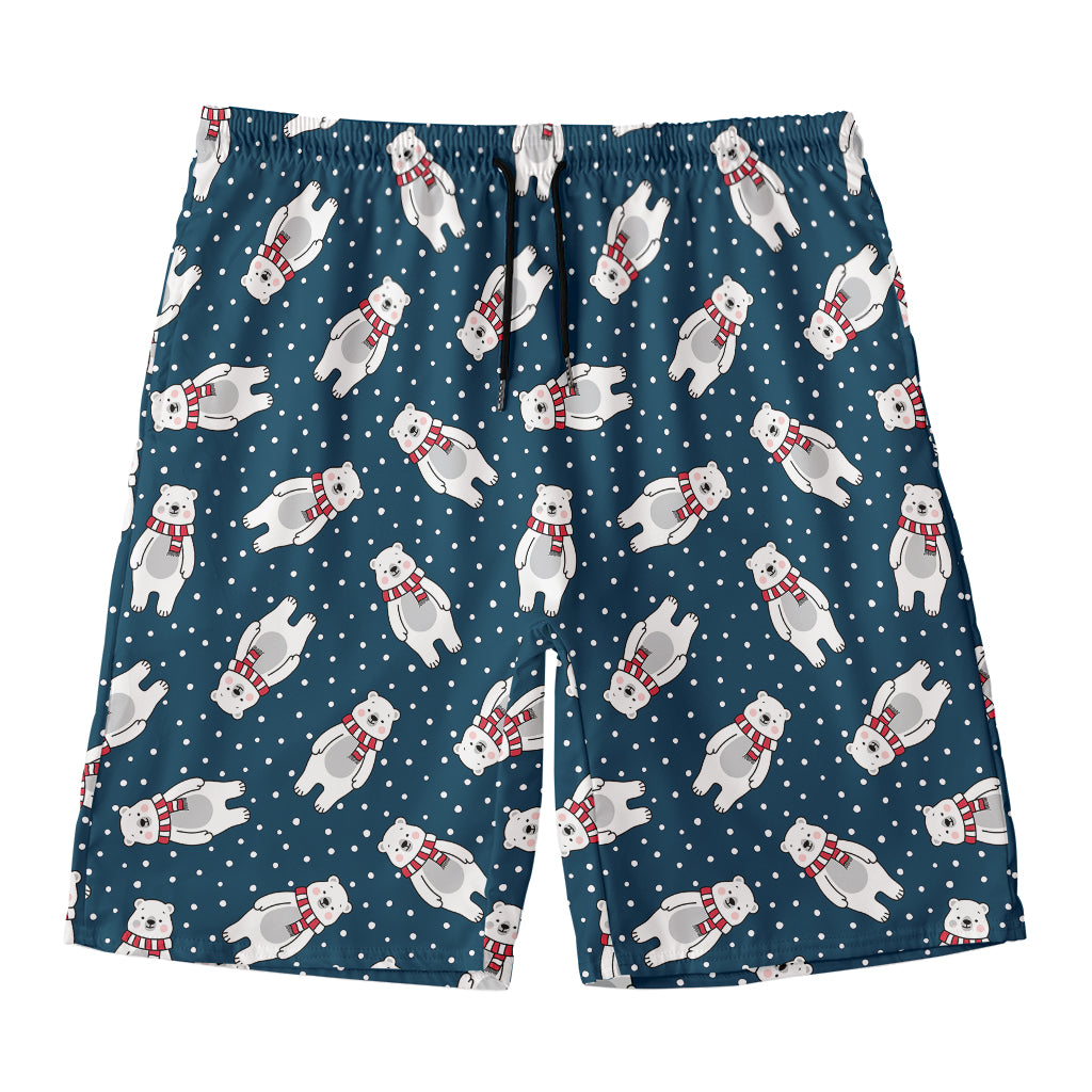 Christmas Polar Bear Pattern Print Men's Swim Trunks