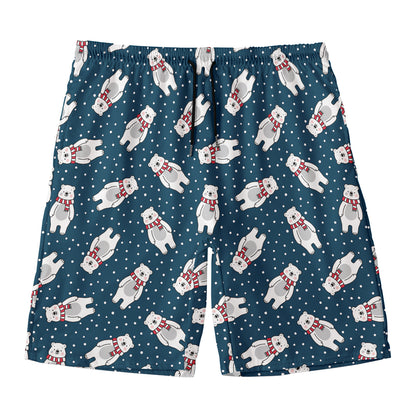Christmas Polar Bear Pattern Print Men's Swim Trunks