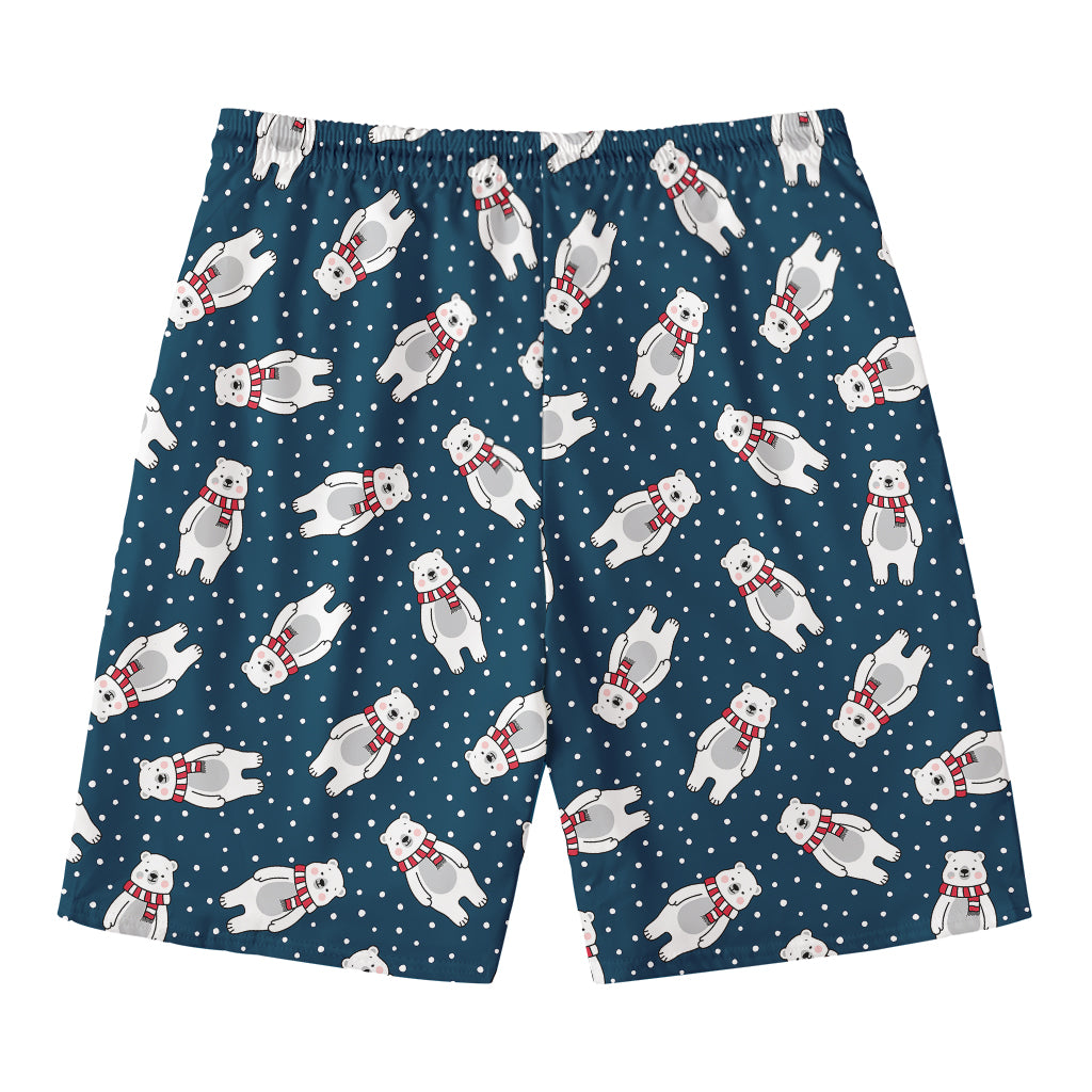 Christmas Polar Bear Pattern Print Men's Swim Trunks