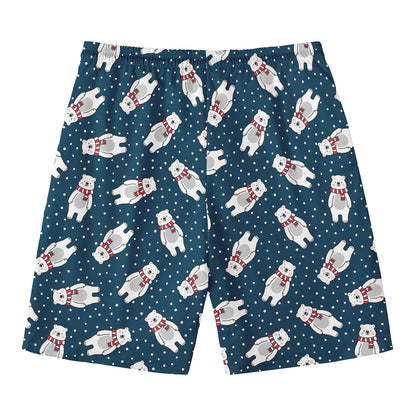 Christmas Polar Bear Pattern Print Men's Swim Trunks