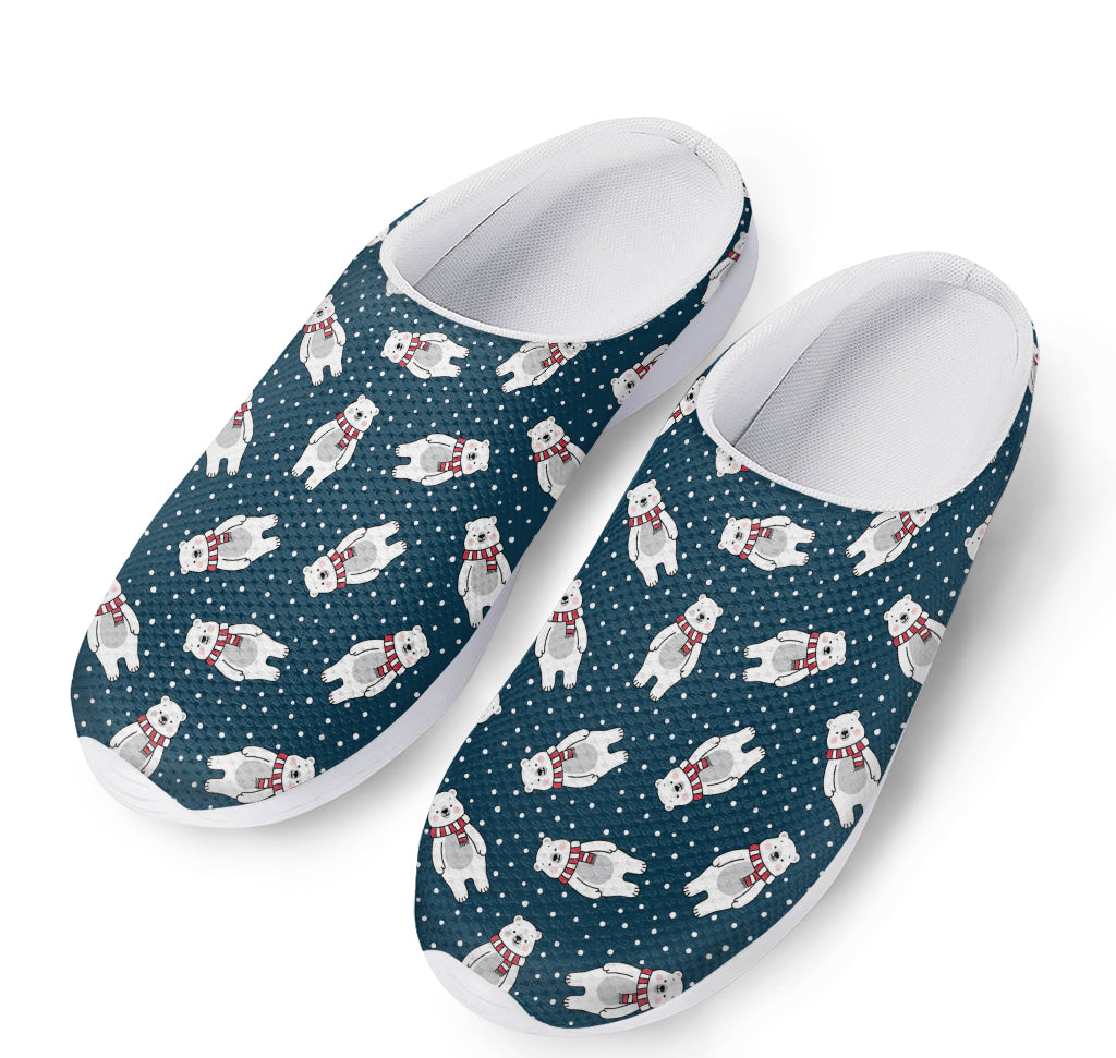 Christmas Polar Bear Pattern Print Mesh Casual Shoes