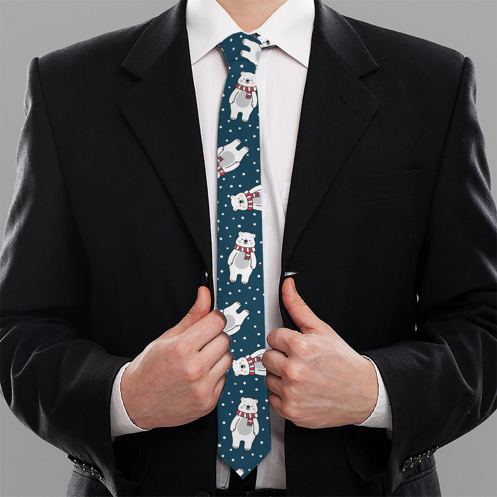 Christmas Polar Bear Pattern Print Necktie