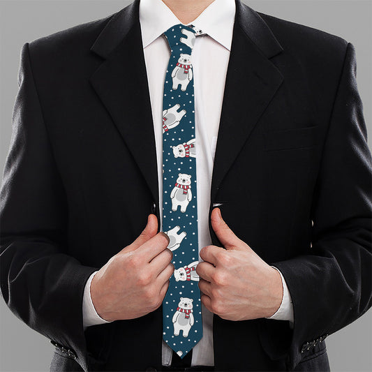 Christmas Polar Bear Pattern Print Necktie