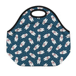 Christmas Polar Bear Pattern Print Neoprene Lunch Bag