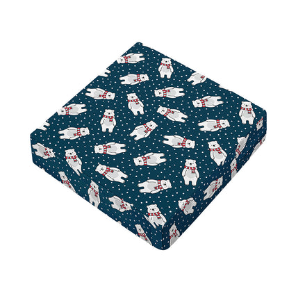Christmas Polar Bear Pattern Print Outdoor Seat Cushion Cover