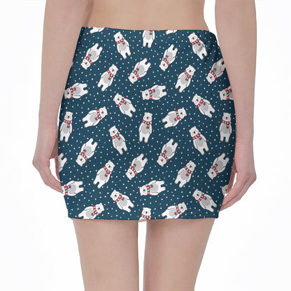 Christmas Polar Bear Pattern Print Pencil Mini Skirt