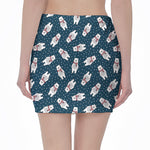 Christmas Polar Bear Pattern Print Pencil Mini Skirt