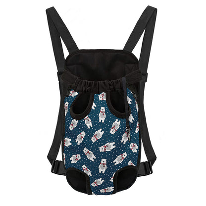 Christmas Polar Bear Pattern Print Pet Carrier Backpack