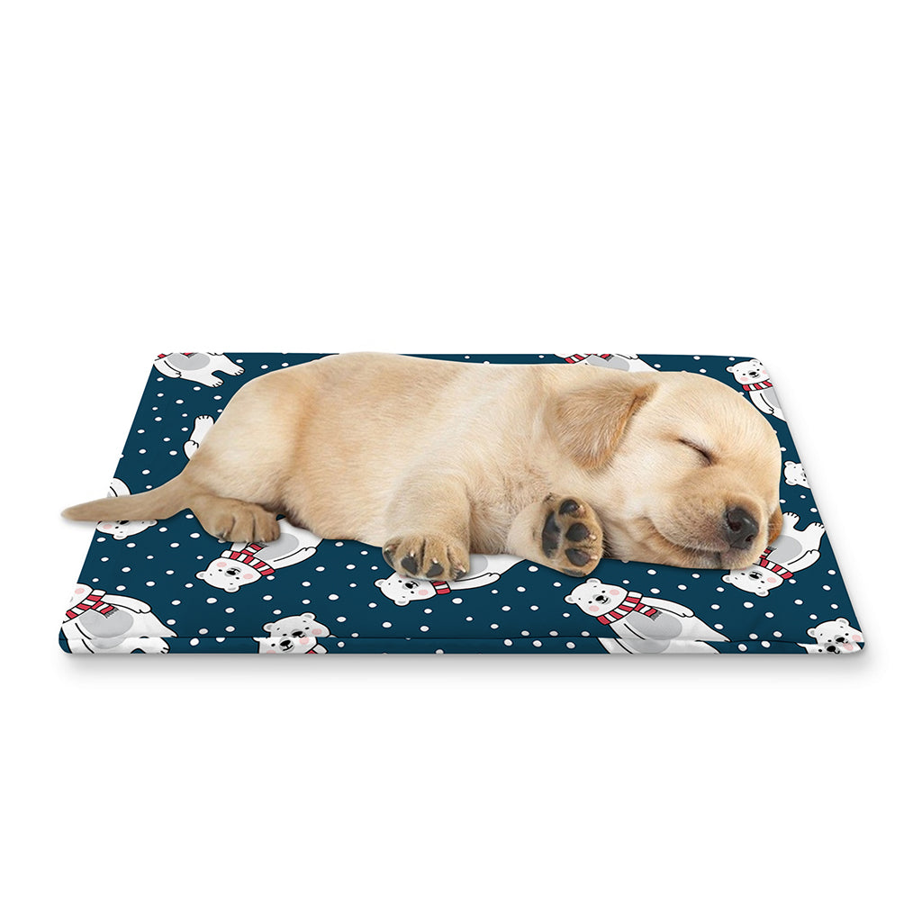 Christmas Polar Bear Pattern Print Pet Cooling Mat Cover