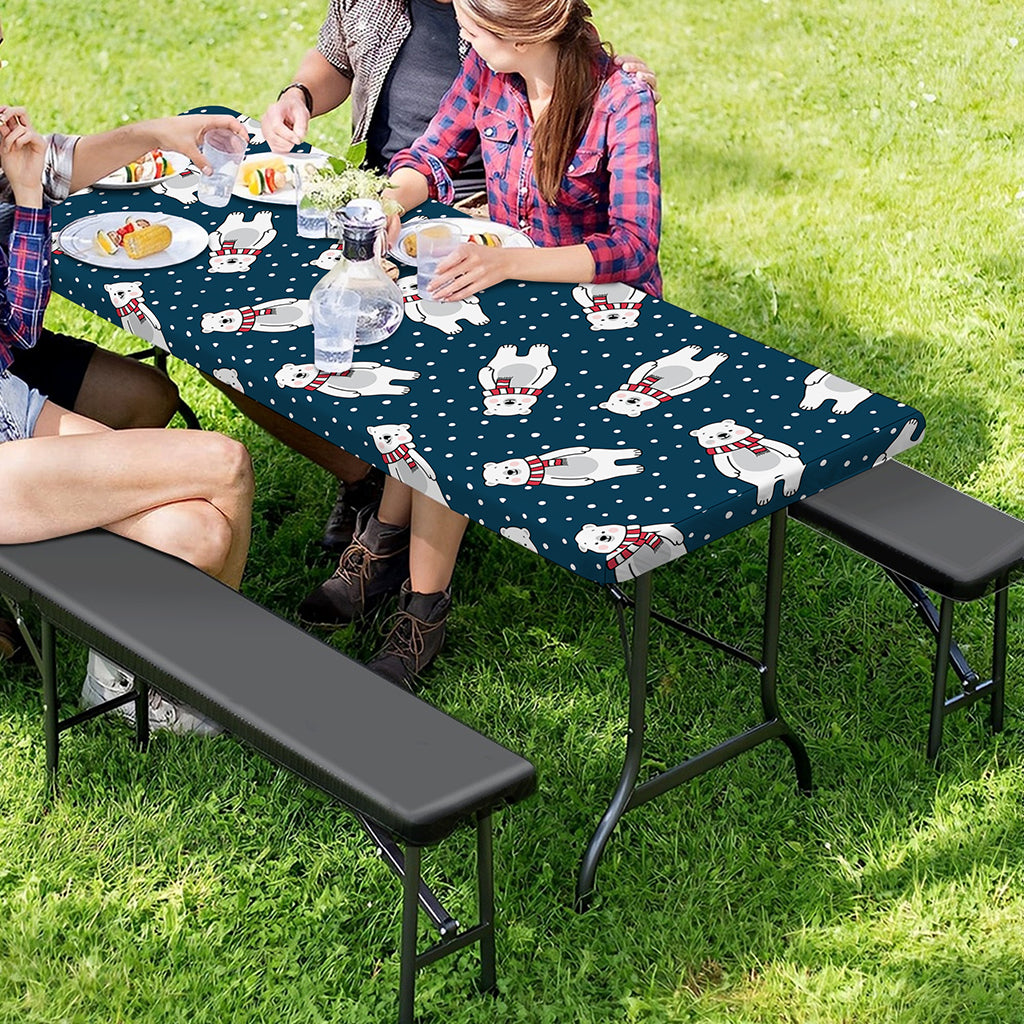 Christmas Polar Bear Pattern Print Picnic Table Cover
