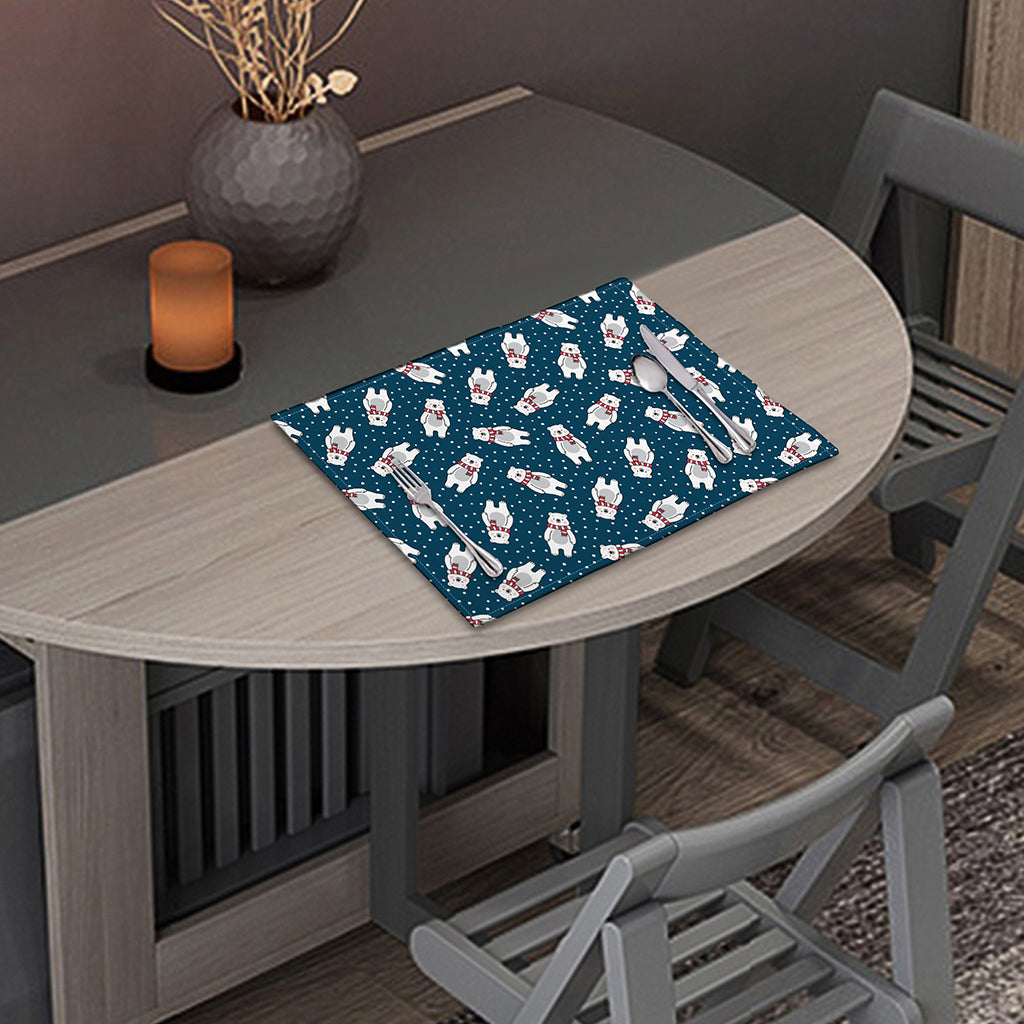 Christmas Polar Bear Pattern Print Placemat