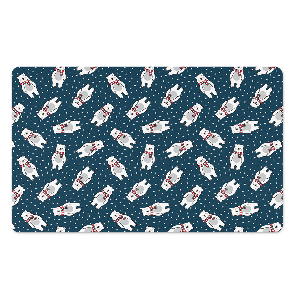 Christmas Polar Bear Pattern Print Polyester Doormat