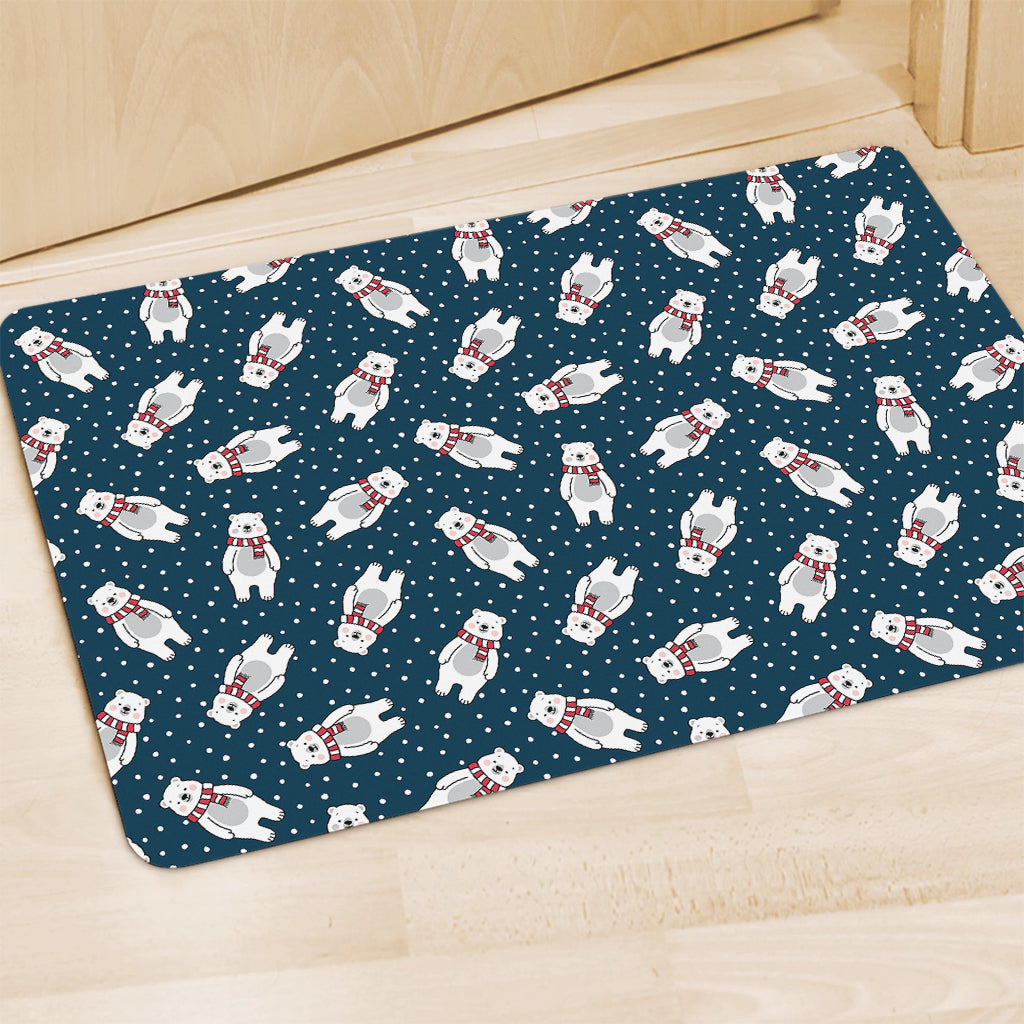 Christmas Polar Bear Pattern Print Polyester Doormat
