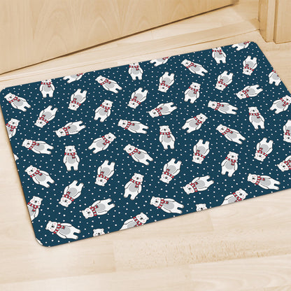 Christmas Polar Bear Pattern Print Polyester Doormat