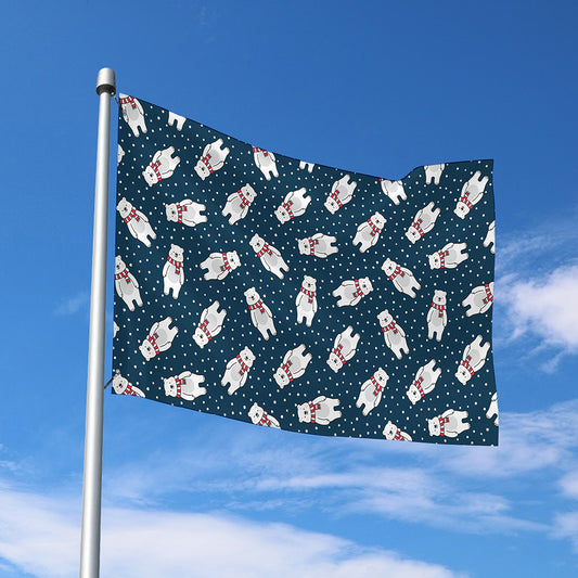 Christmas Polar Bear Pattern Print Polyester Flag