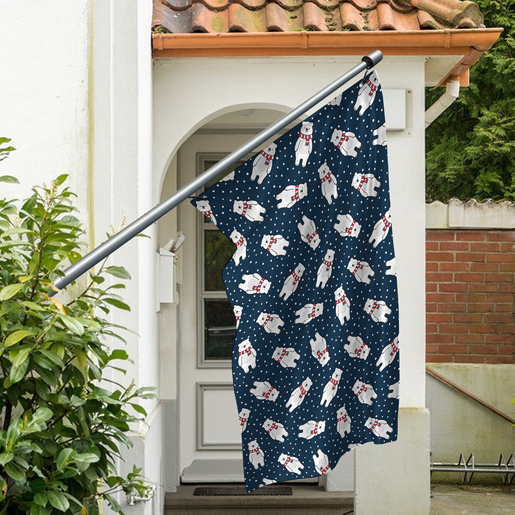 Christmas Polar Bear Pattern Print Polyester Flag