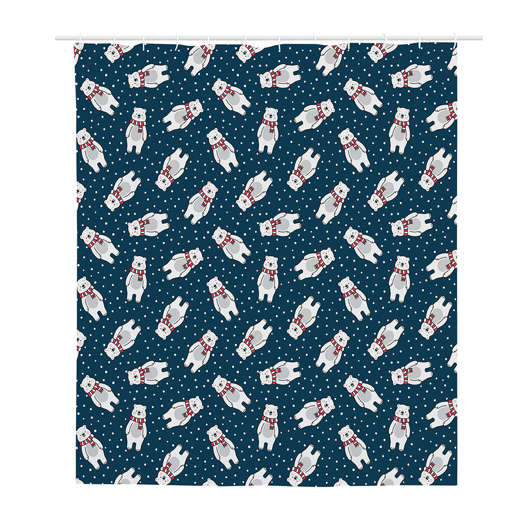 Christmas Polar Bear Pattern Print Polyester Shower Curtain