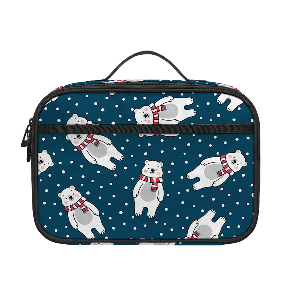 Christmas Polar Bear Pattern Print Portable Lunch Bag