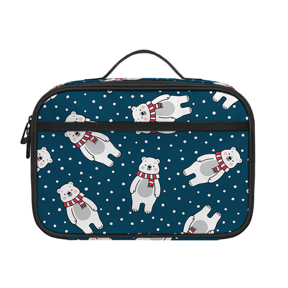 Christmas Polar Bear Pattern Print Portable Lunch Bag
