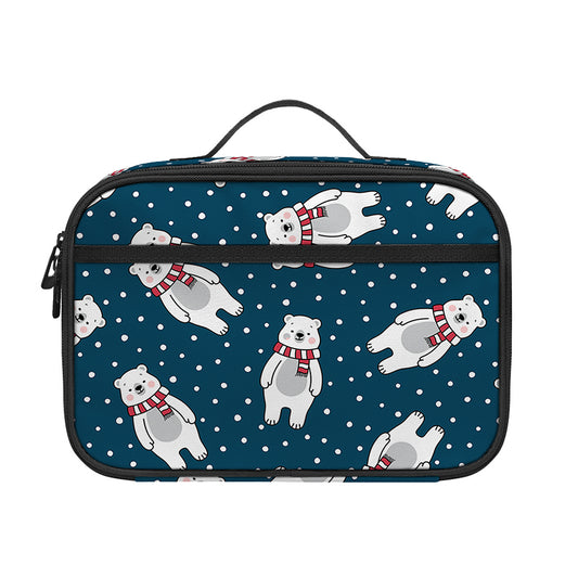 Christmas Polar Bear Pattern Print Portable Lunch Bag